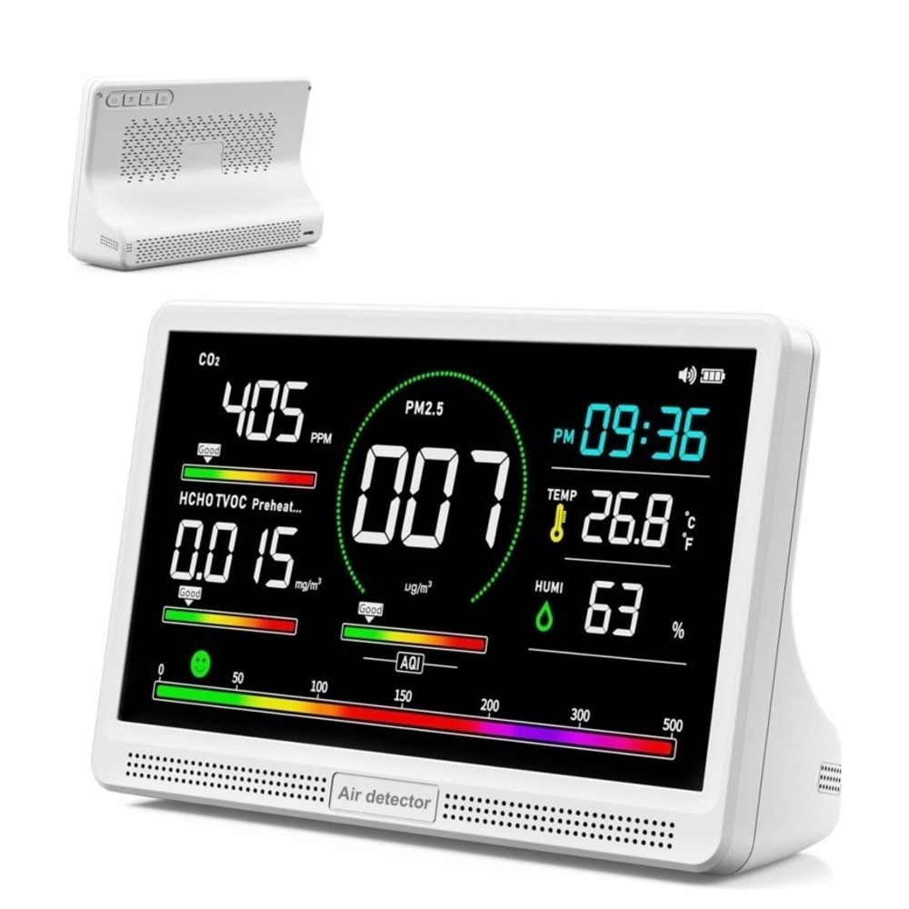 (B31/16 In 1 Air Quality Monitor Indoor7" Display9AQI+7 AQI Alerts, CO2 Monitor
